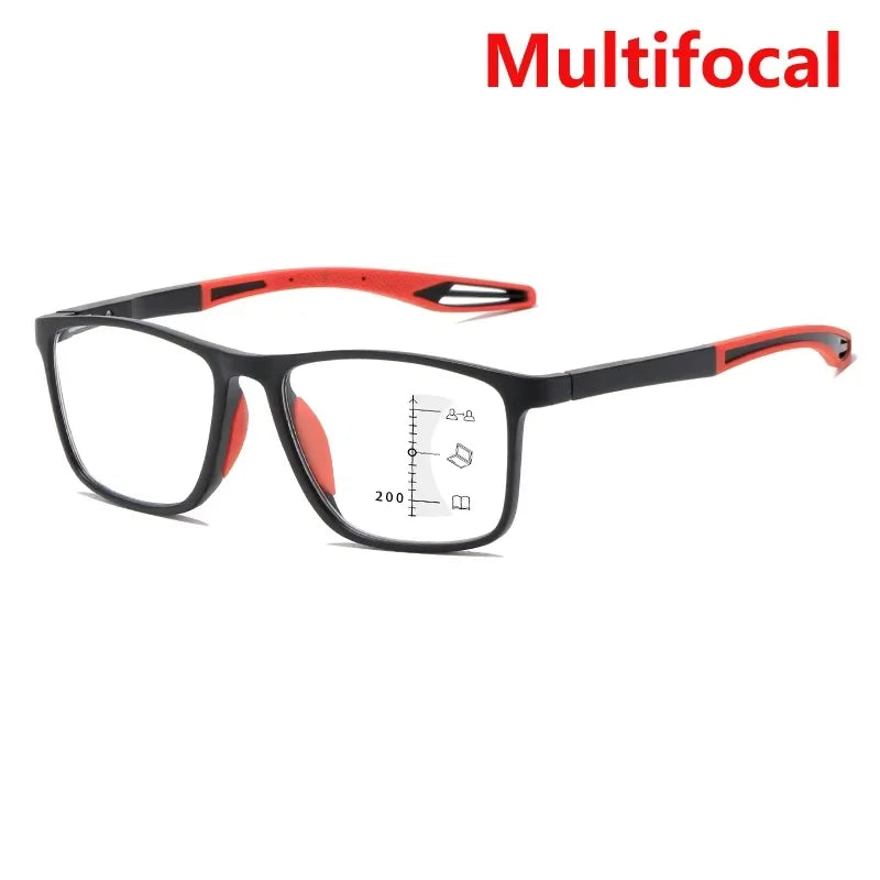 New Trendy TR90 Photochromic Multifocal Reading Glasses 3 in 1 Outdoor Bifocal Sunglasses Sports Anti Blue Near Far Eyeglasses