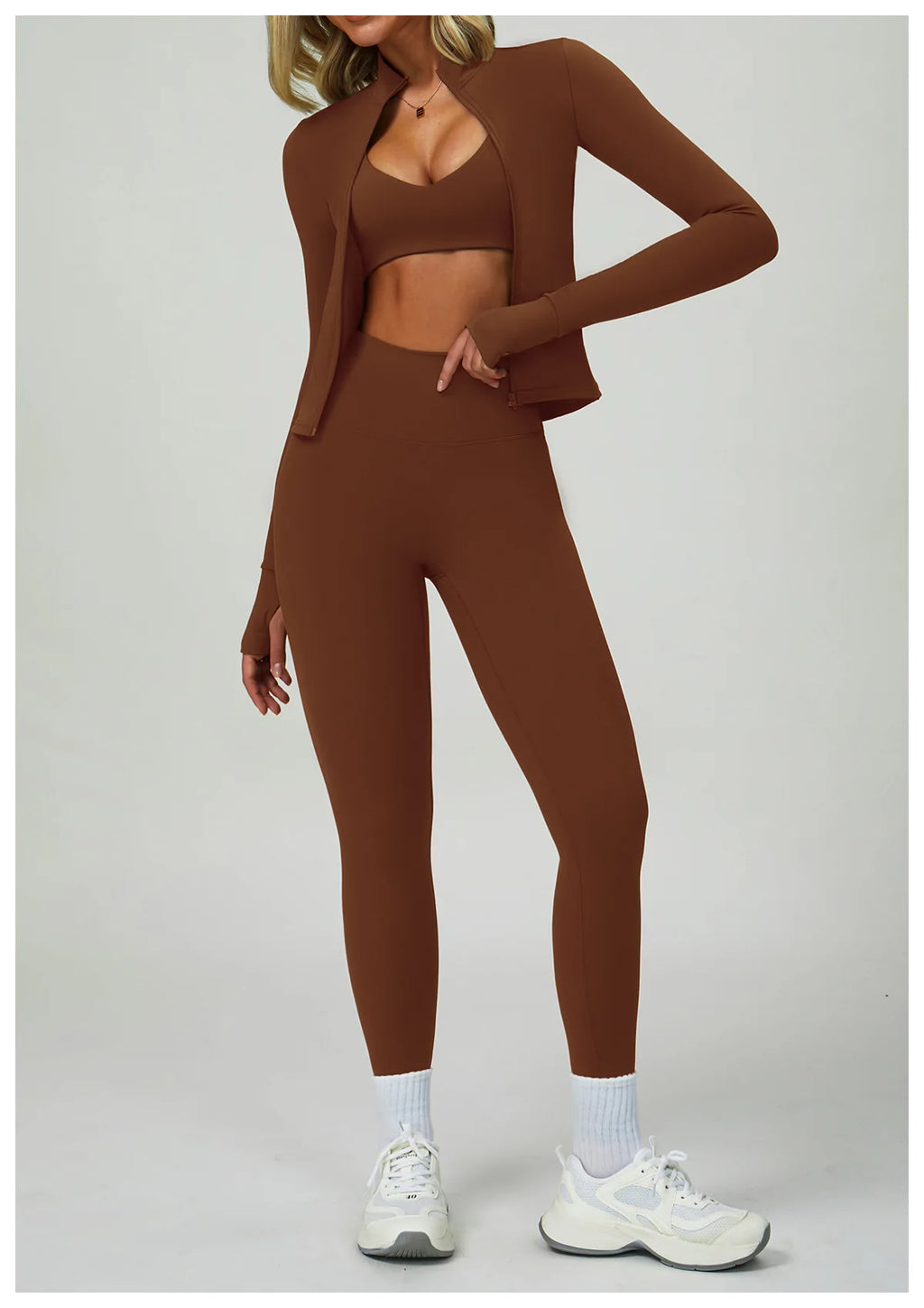 2PCS Yoga Clothing Set Women's High Waisted Leggings 3 Piece Fitness Suit Coat Jacket Exercise Wear Fitness Workout Underwear ﻿