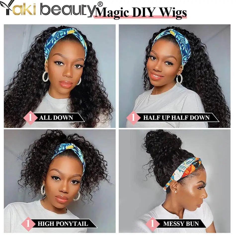 Long Kinky Curly Headband Wigs 28Inch Synthetic Ice Headband Wig For Black Women Afro Curly Water Wave Organic Fiber Hair