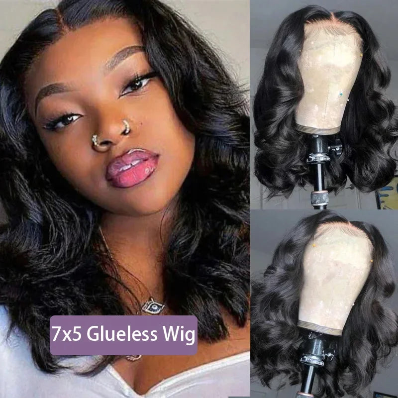 Bob Wig 13x4 Body Wave Glueless Wig Human Hair Brazilian Ready To Wear 7x5 Lace Frontal Wig Pre Cut No Glue For Women Preplucked
