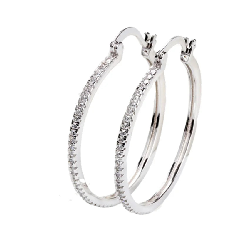 Buyee 925 Sterling Silver Female Big Drop Earring Circle Trend Double Earring for Women Fashion Party Fine Jewelry Earring Gift