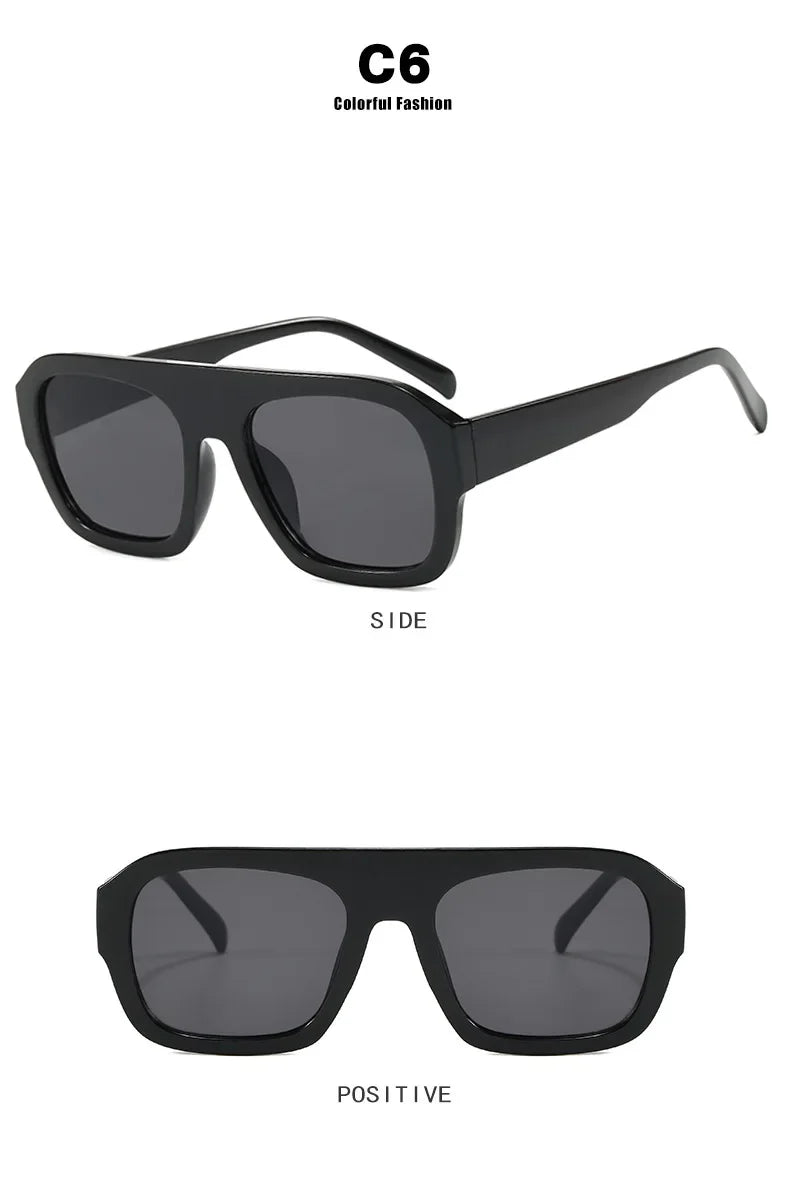 JNPCXI Fashion Square Women Sunglasses Shades UV400 Retro Leopard Tea Candy Color Gradient Men Punk Sun Glasses