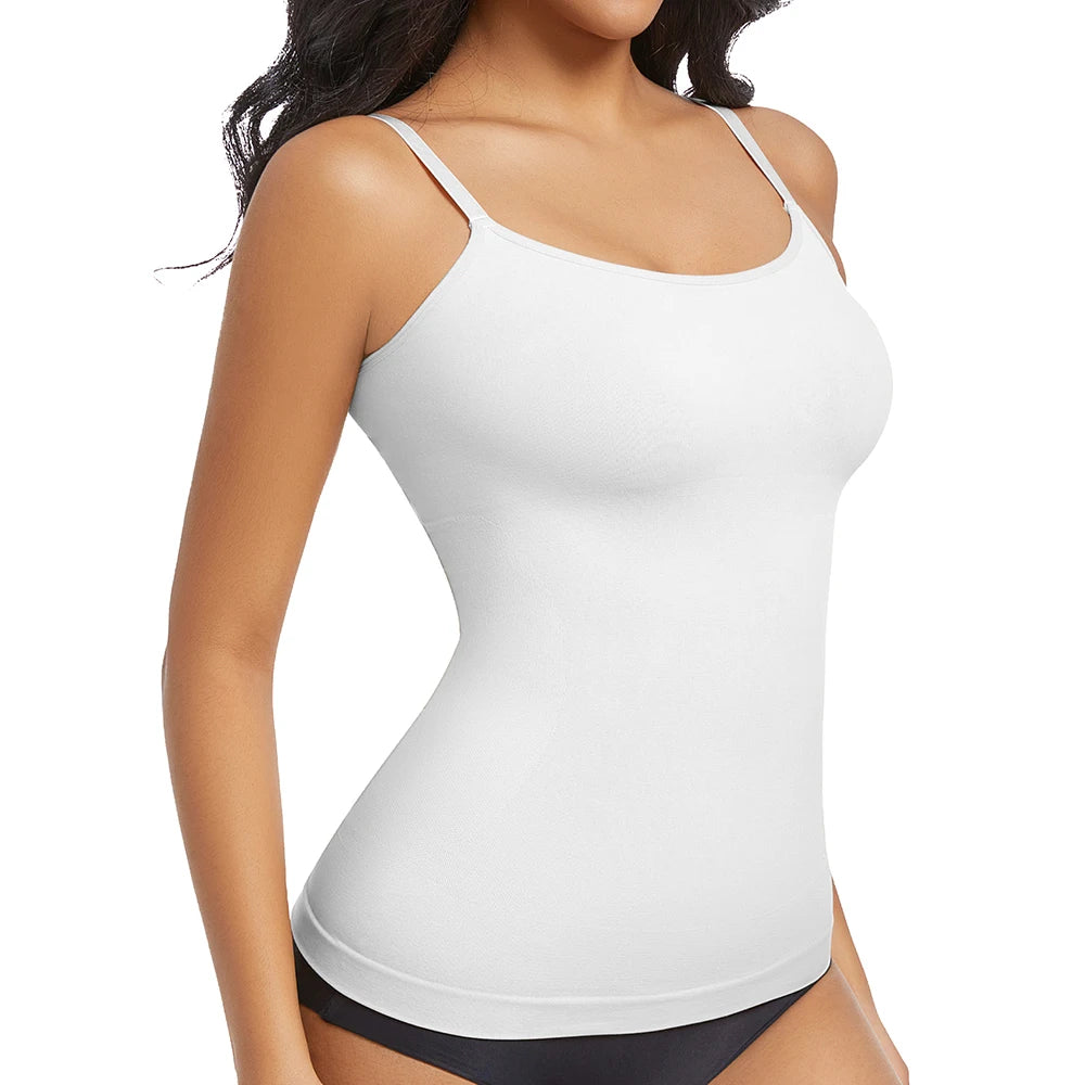Women Shapewear Top Tummy Control Body Shaper Scoop Neck Compressions Cami Vest mit  Straps Shaping Camisole Shirt Slim Vest