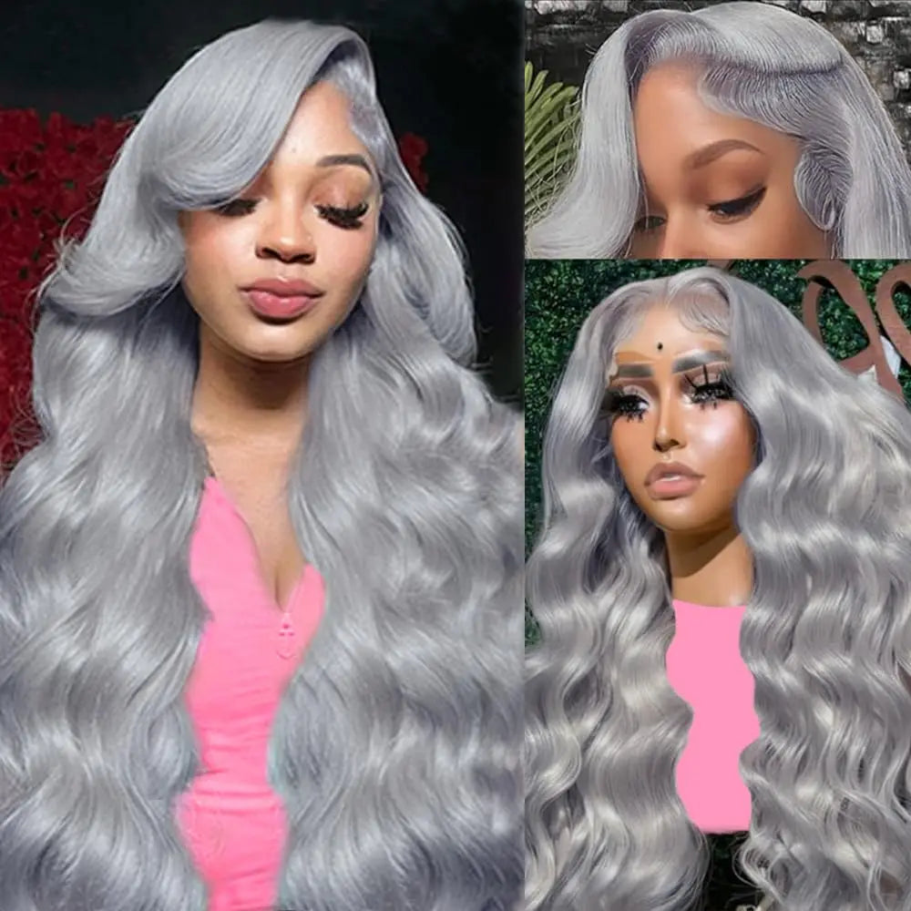 Cosplay Body Wave Silver Grey 13X4 Lace Front Wigs Human Hair 13x6 HD Lace Front Wigs Remy Brazilian 613 Colored Human Hair Wigs