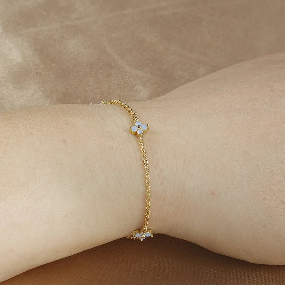 New Stainless Steel Zircon Necklaces for Women 18K Gold Plated Four Leaf Grass Collar Chain Necklace Luxury Jewelry Gift