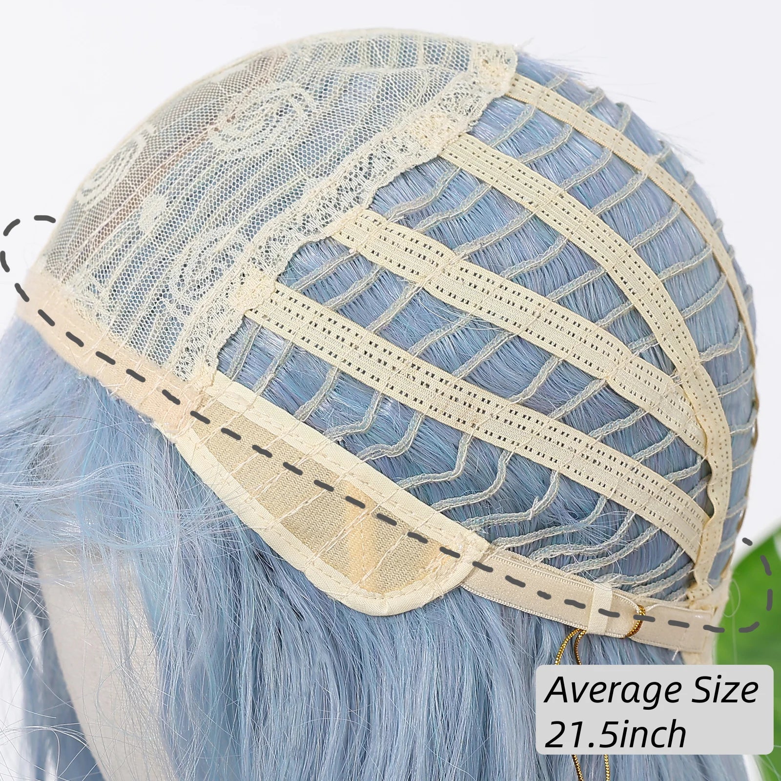 Allbell Magique Blue Hair Wig with Bangs Long Wavy Synthetic Wig Baby Blue Curly Wig for Women Daily Party Use Heat Resistant