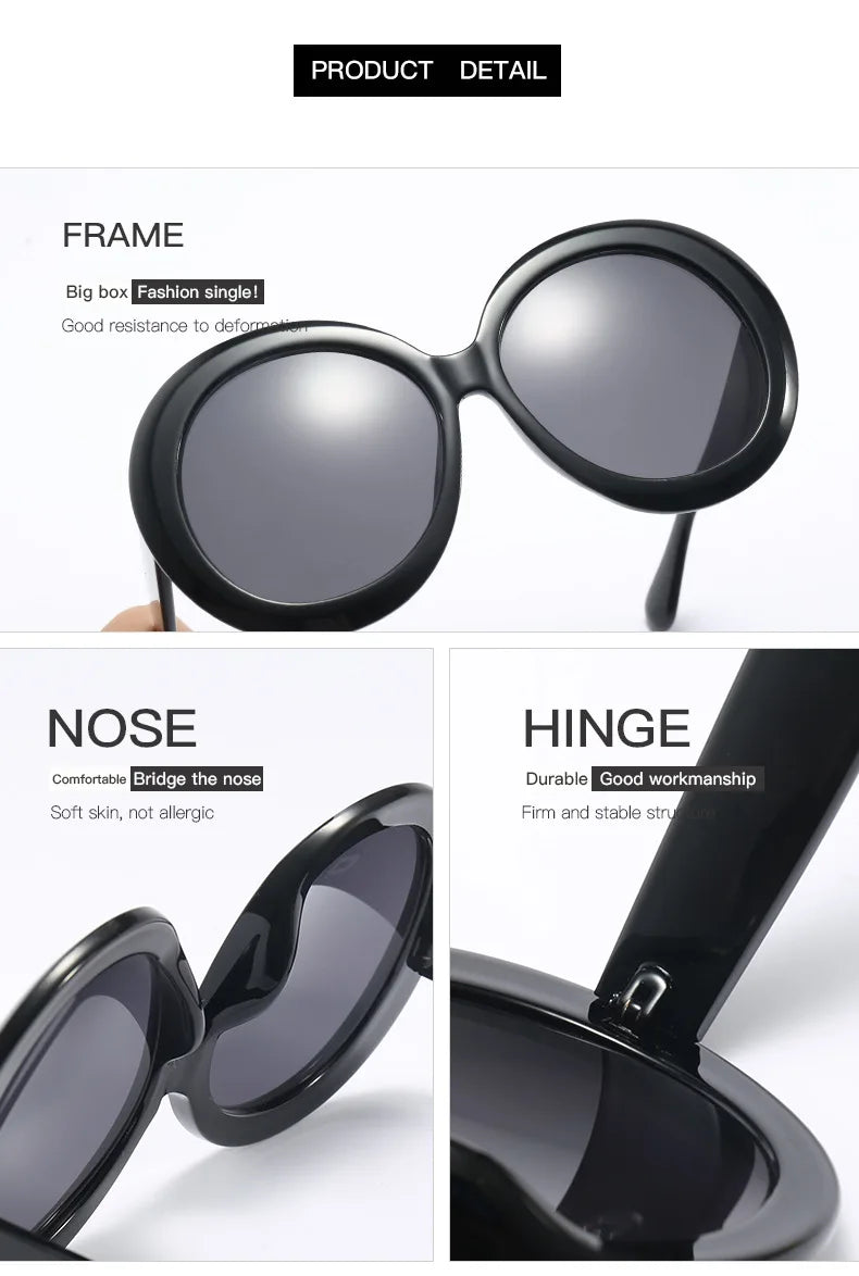 JNPCXI Oversized Round Sunglasses Women Men Luxury Brand Big Frame Sun Glasses Goggles Large Shades Unisex Riding Eyeglasses