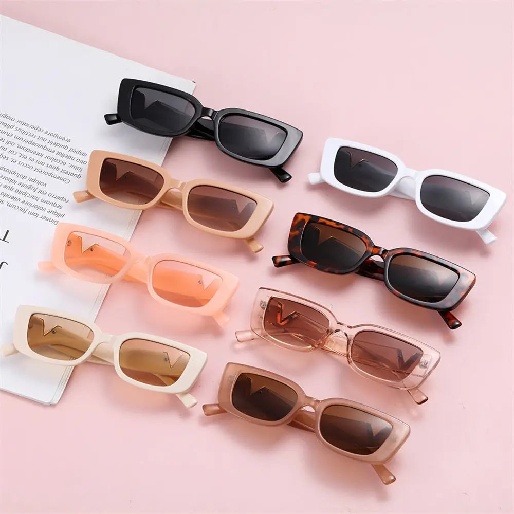 Retro Cat eyt Frame Sunglasses Women 2023 Luxury V Sun Glasses Men Fashion Rectangle Jelly Sunglasses with Metal Hinges UV400