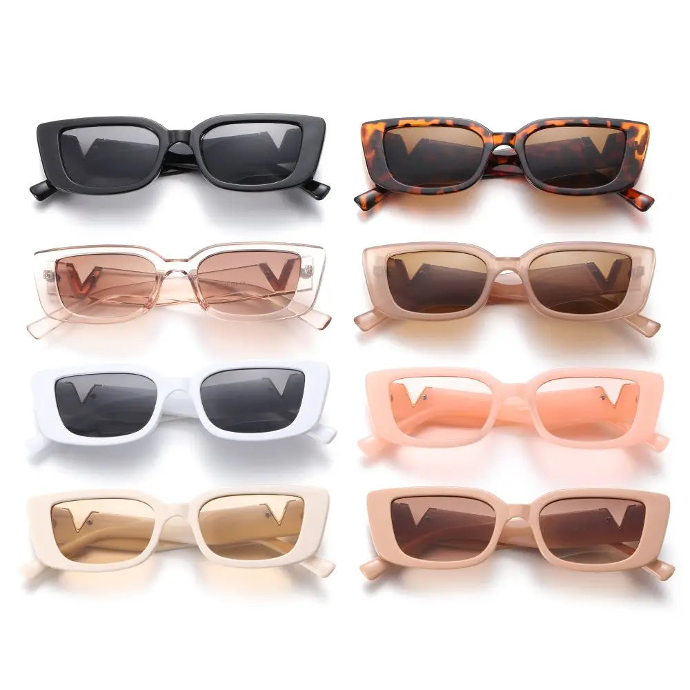 Retro Cat eyt Frame Sunglasses Women 2023 Luxury V Sun Glasses Men Fashion Rectangle Jelly Sunglasses with Metal Hinges UV400