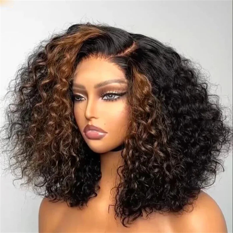 Ombre Blonde Soft 26 inch Long 180Density Kinky Curly Lace Front Wig For Women With BabyHair Preplucked Glueless Heat FiberDaily