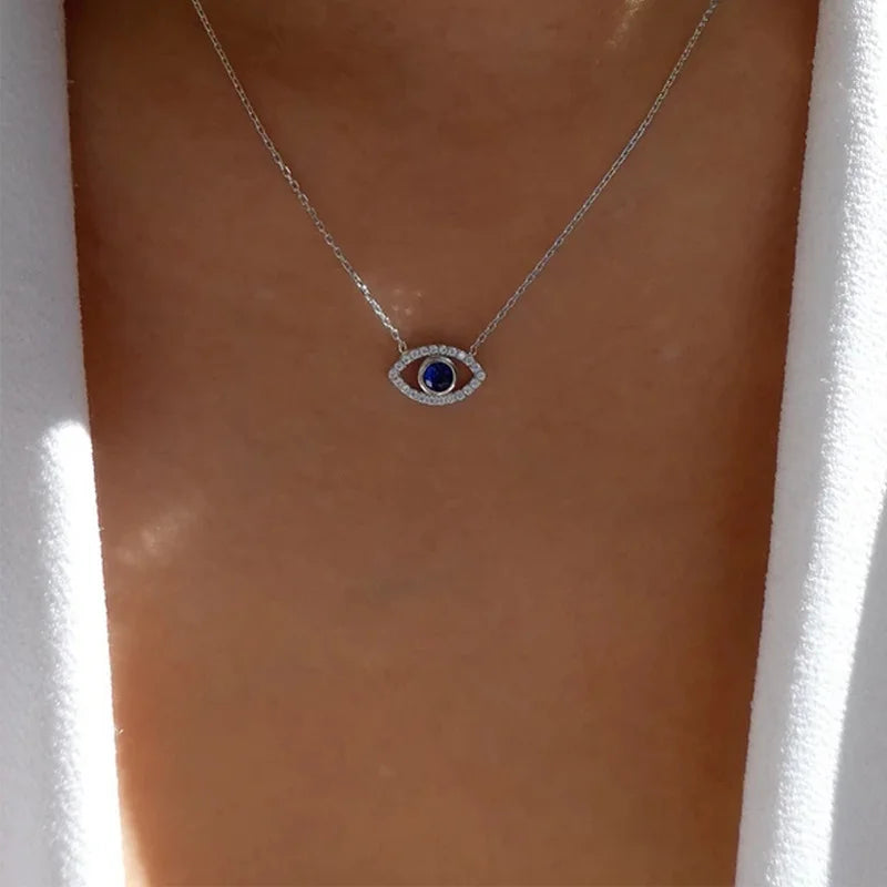 Fashion Zircon Evil Eye Necklaces for Women Chain Turkish Eye Pendant Necklace Girls Party Jewelry Lucky Gift