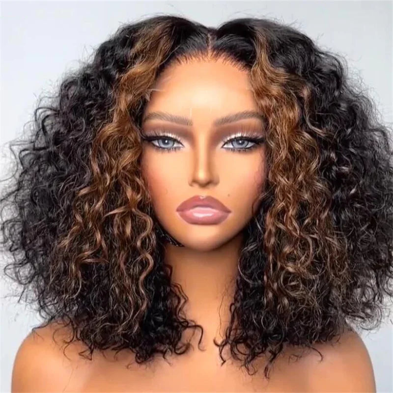 Ombre Blonde Soft 26 inch Long 180Density Kinky Curly Lace Front Wig For Women With BabyHair Preplucked Glueless Heat FiberDaily