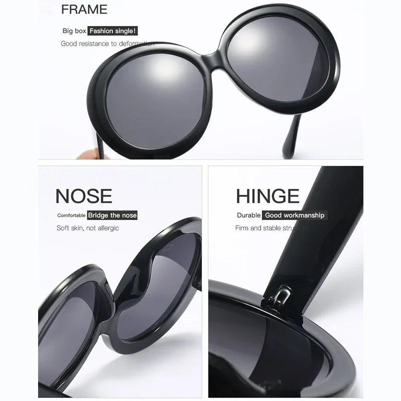 JNPCXI Oversized Round Sunglasses Women Men Luxury Brand Big Frame Sun Glasses Goggles Large Shades Unisex Riding Eyeglasses