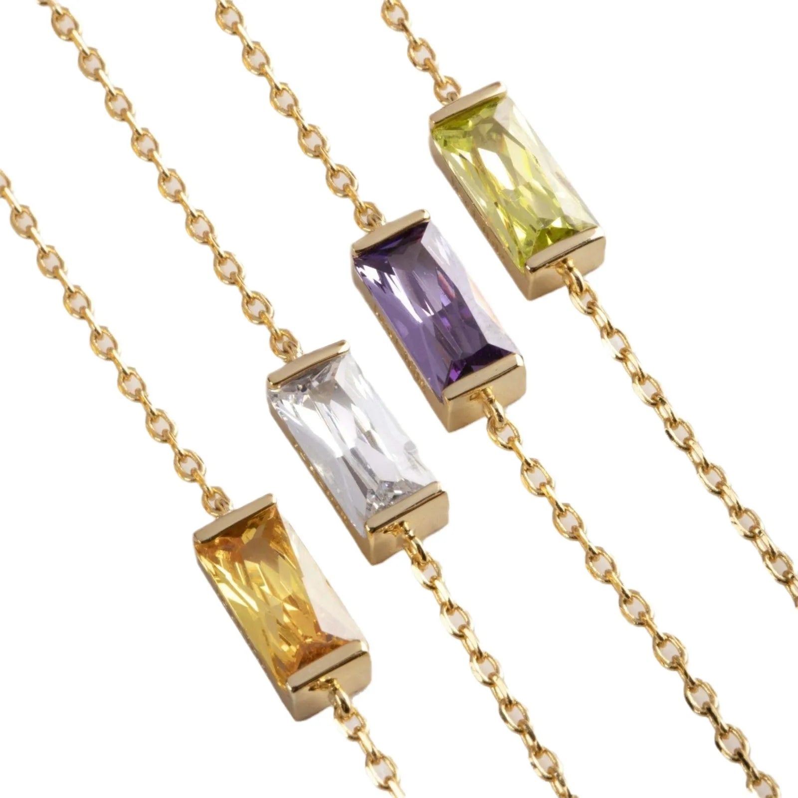 CARLIDANA Vintage 12 Birthstone Waterproof Square Pendant Bracelet Gold Plated Stainless Steel Color Fashion Chain Link Jewelry