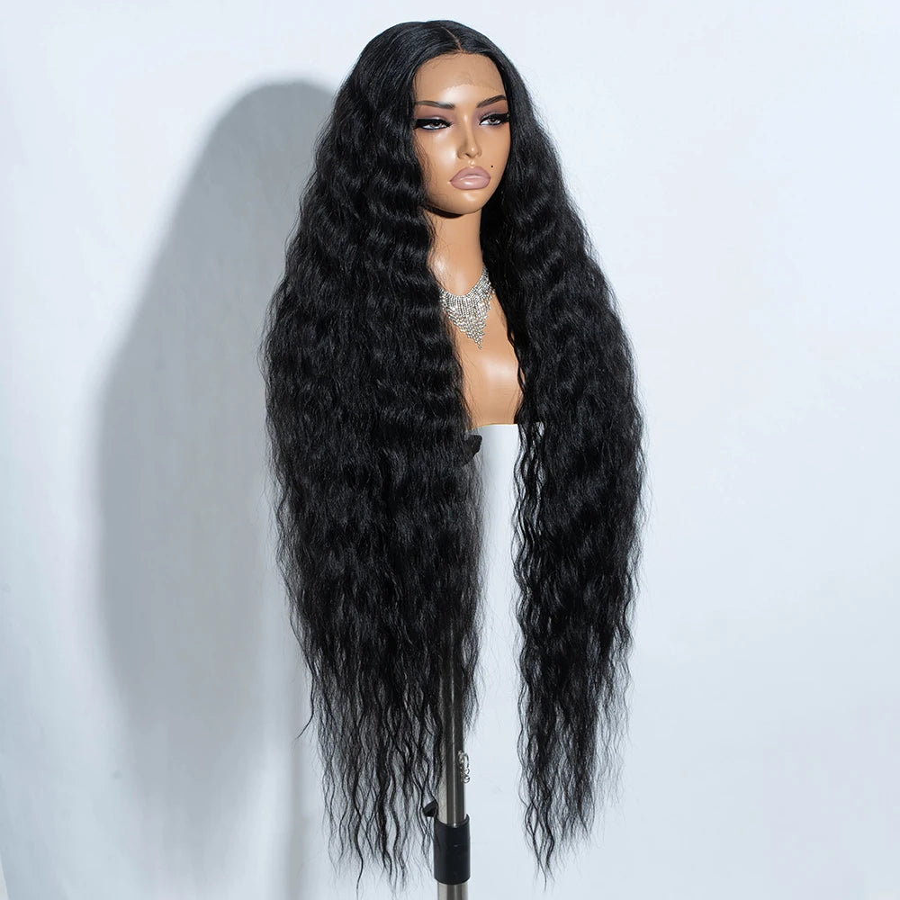Synthetic Cosplay Lace Wigs For Black Women Long Curly Hair 42 Inch Cosplay Blonde Ombre Lace Front Wig Synthetic Lace Wig