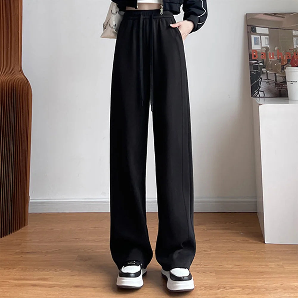 Casual High Waist Wide Leg Pants for Women – Korean Style Loose Fit Sweatpants, Trendy Streetwear Trousers