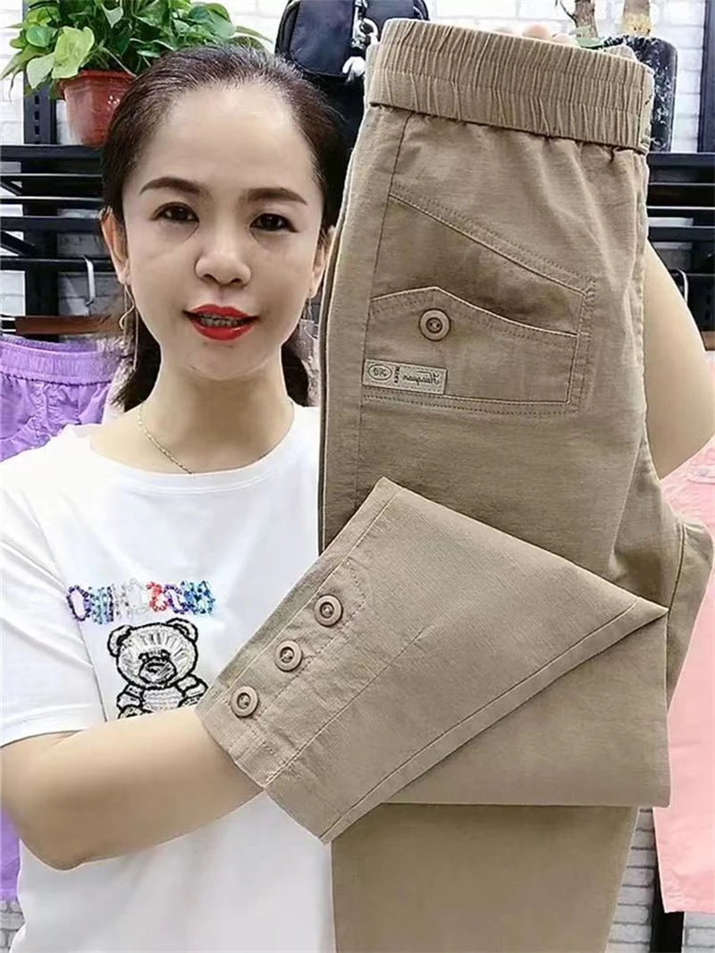 New 2025 Fashion Korean Women's pants Spring Summer  Casual Slim Elastic Waist Pants Female Harun pants Ladies Trousers