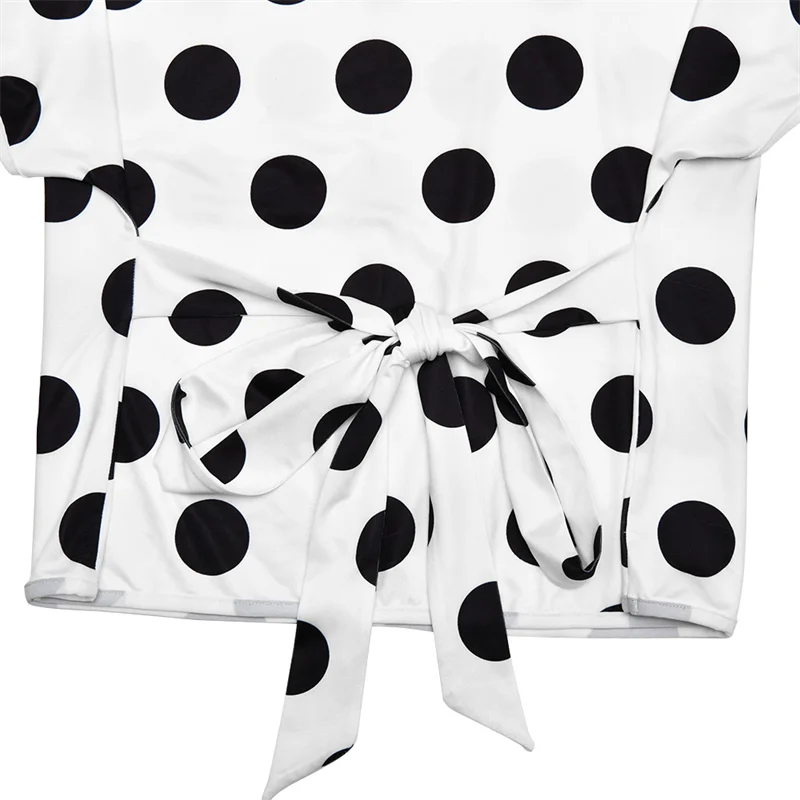 Absobe Polka Dot One-Shoulder Short Sleeve Top For Women Back Lace-up Waist Slim Fit T-Shirt Y2K Hot Girl Casual Tee Streetwear