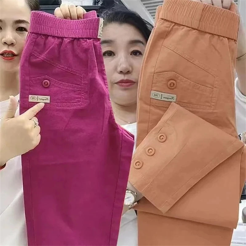 New 2025 Fashion Korean Women's pants Spring Summer  Casual Slim Elastic Waist Pants Female Harun pants Ladies Trousers