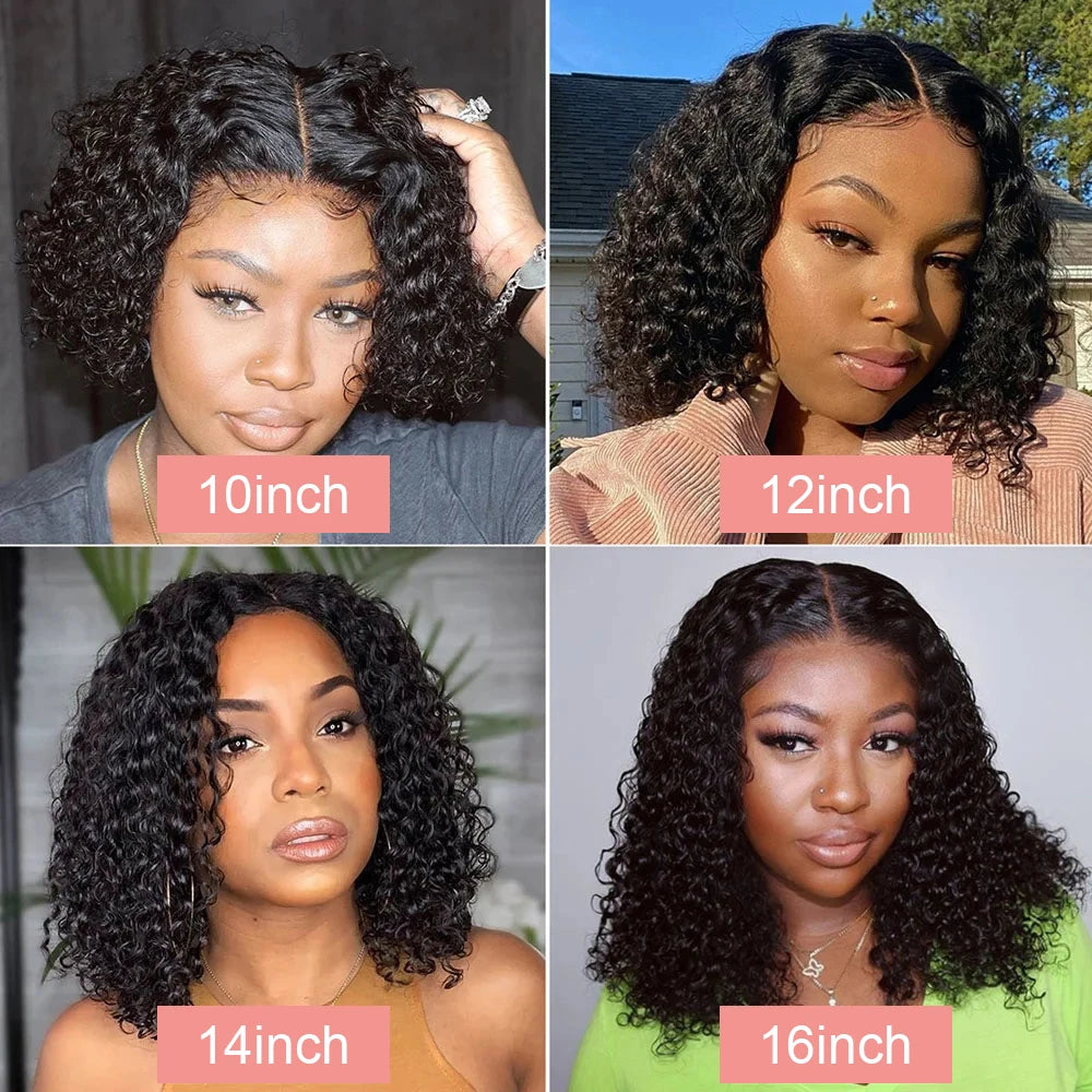 No Glue Deep Wave Lace Frontal Wigs For Women 13x4 7x5 Glueless Bob Wig Curly Human Hair Wigs 250 Density Ready to Wear