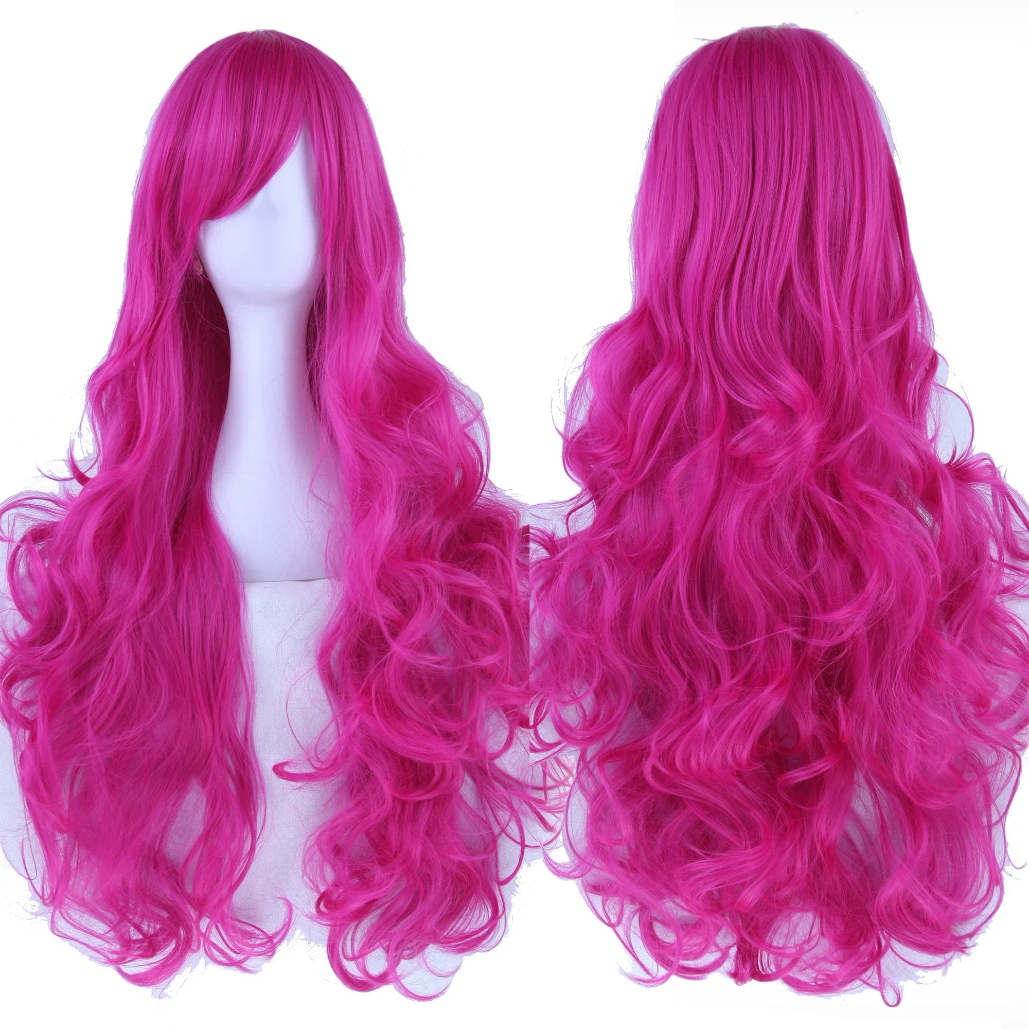 Soowee Curly Long Synthetic Hair Green Wig Hairpiece Pink Black Party Hair Cosplay Wigs for Women