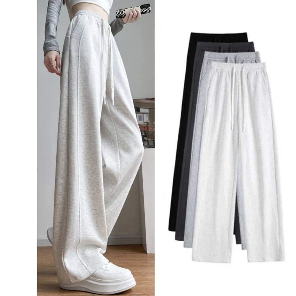 Casual High Waist Wide Leg Pants for Women – Korean Style Loose Fit Sweatpants, Trendy Streetwear Trousers