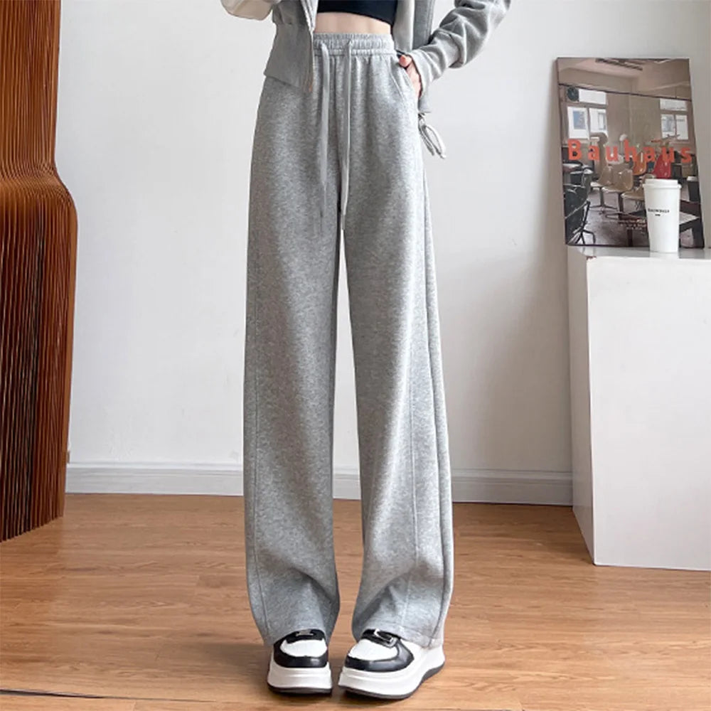 Casual High Waist Wide Leg Pants for Women – Korean Style Loose Fit Sweatpants, Trendy Streetwear Trousers