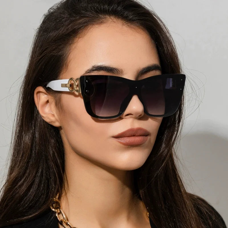 2025 New Fashion Big Frame Cat Eye Sunglasses For Ladies Street Shot Fashionable Sunglasses for Women Driving Shades UV400