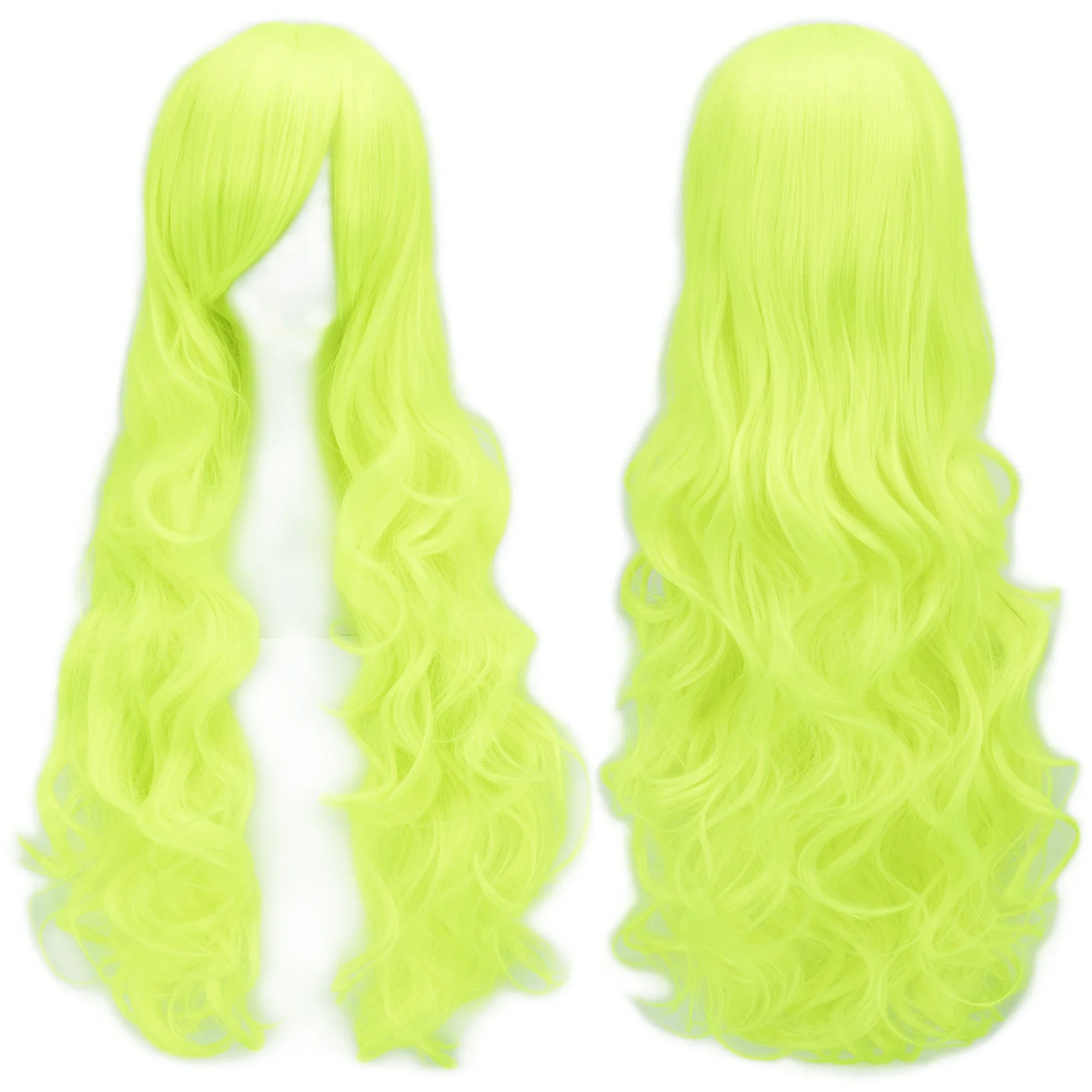 Soowee Curly Long Synthetic Hair Green Wig Hairpiece Pink Black Party Hair Cosplay Wigs for Women