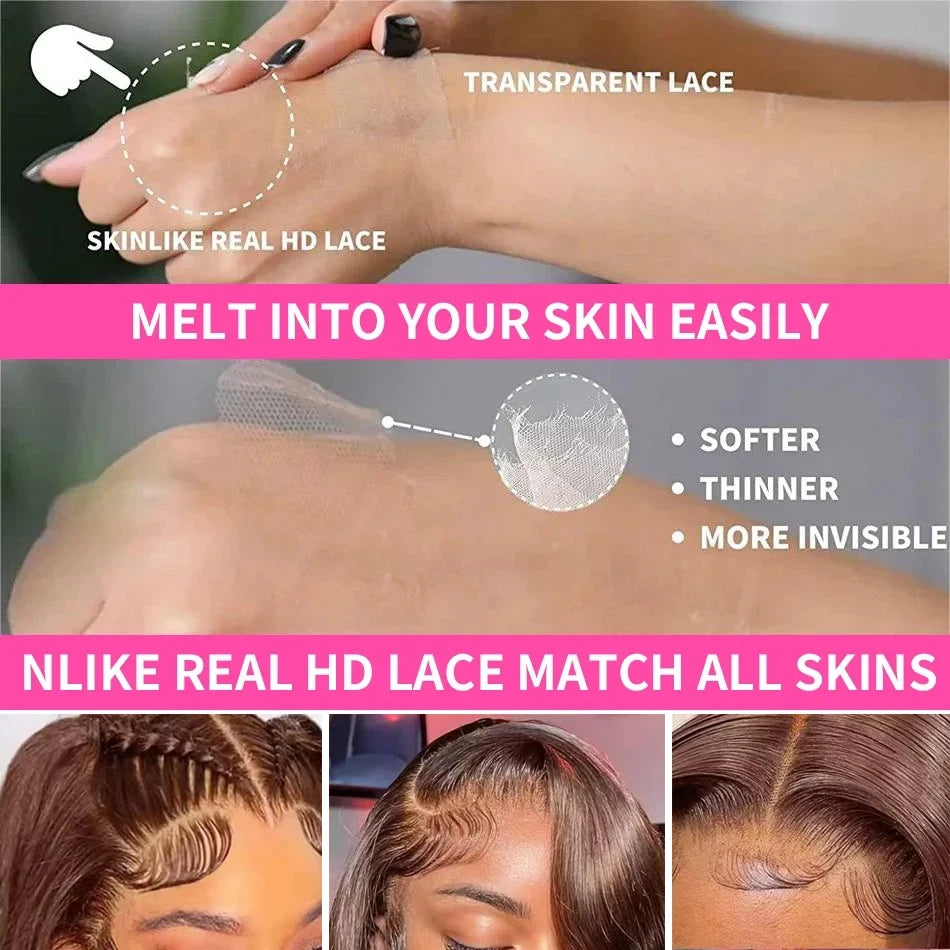 Body Wave Chocolate Brown Lace Front Wigs Human Hair Pre Plucked Brazilian Brown Virgin Hair Glueless HD Frontal Wig For Women