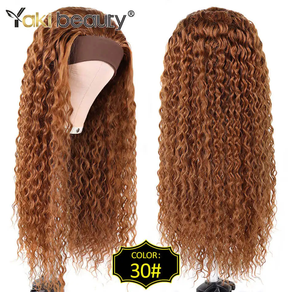 Long Kinky Curly Headband Wigs 28Inch Synthetic Ice Headband Wig For Black Women Afro Curly Water Wave Organic Fiber Hair