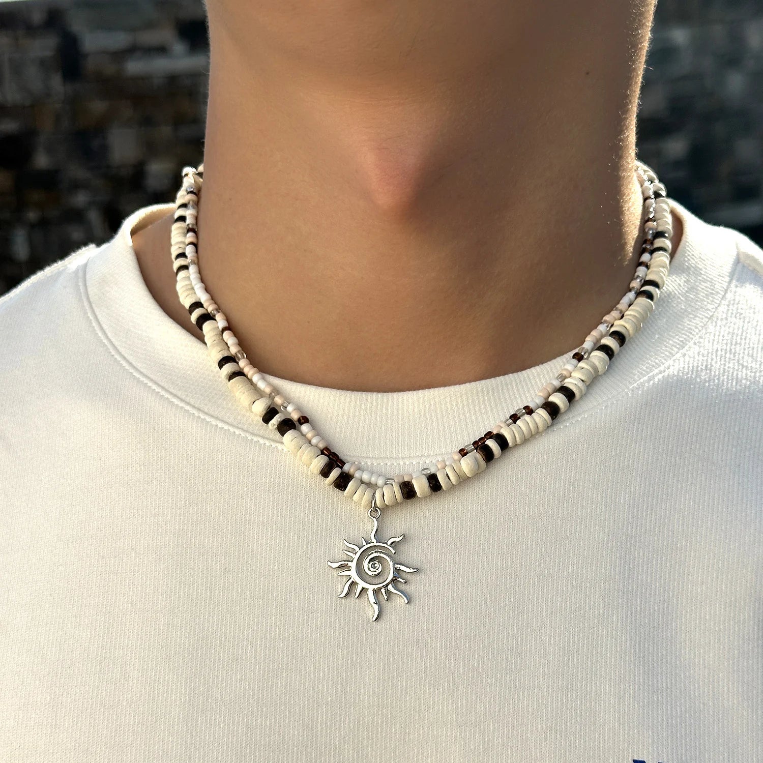 Exaggerated Big Sun Pendant Necklace for Women Trendy Double Layer Snake Bone Chain Necklace Summer Jewelry Accessories