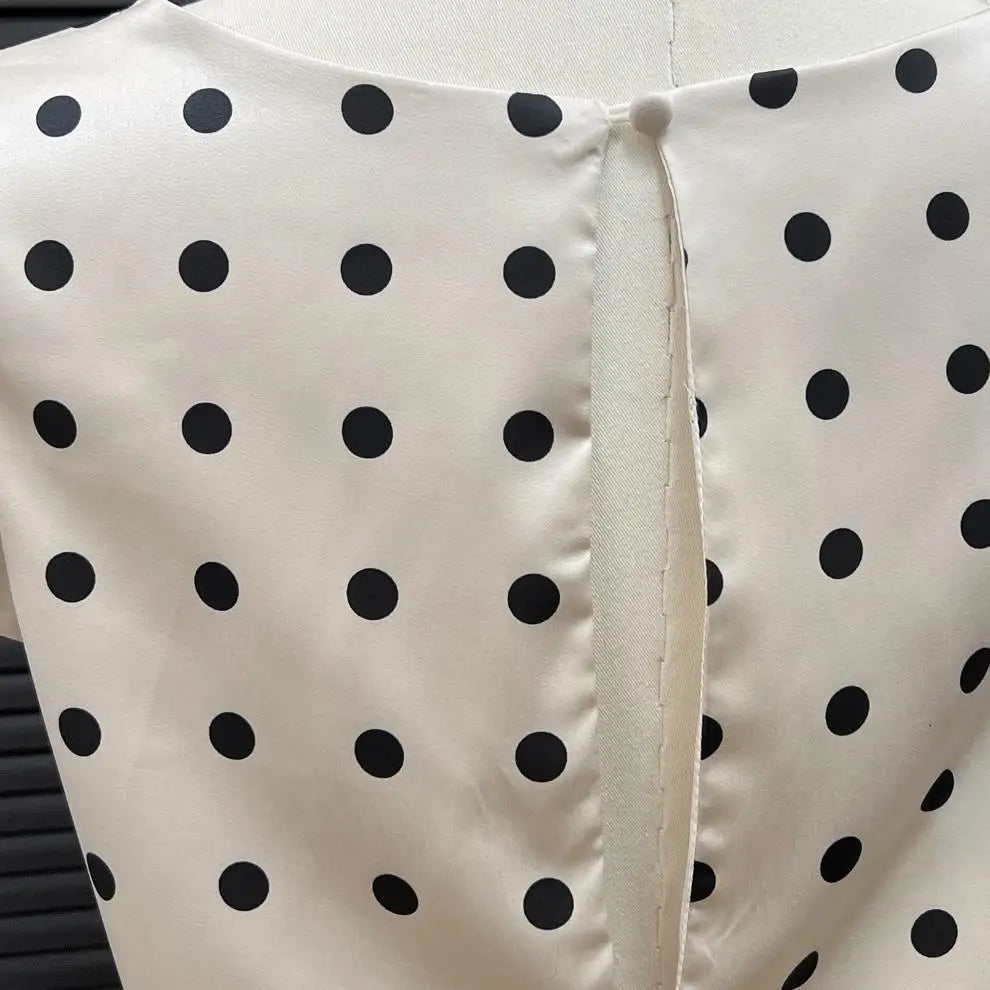 Absobe French Lace Patchwork Satin Polka Dot A-Line Maxi Dress For Women Elegant Backless Long Gown Chic Birthday Party Outfit