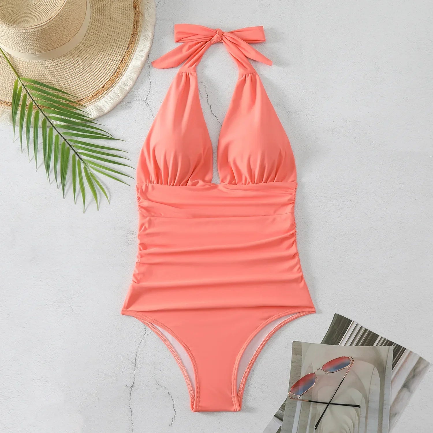 Fashion Printed One Piece Swimsuit Women Bathing Suit Sexy Bikinis Swimming Suits Ladies Beachwear Backless Lace Up Swimwear