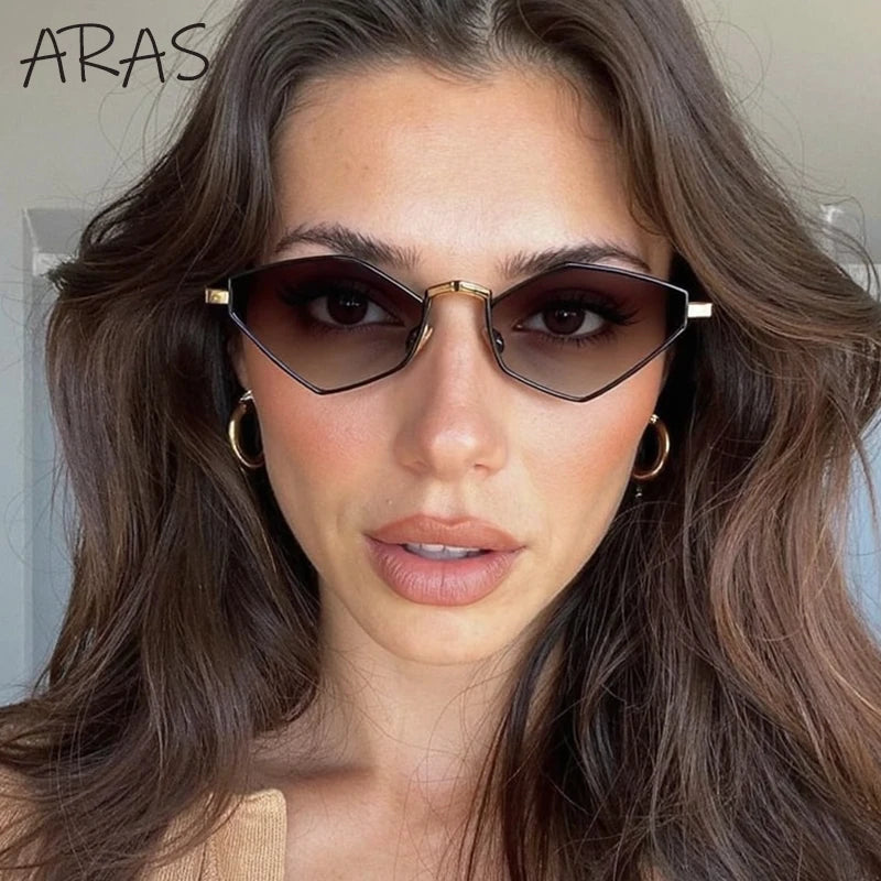 Small Frame Hexason Punk Sunglasses Women 2025 Luxury Brand Polygon Sun Glasses For Lady Vintage Outdoor Shades Cat Eye Eyewear