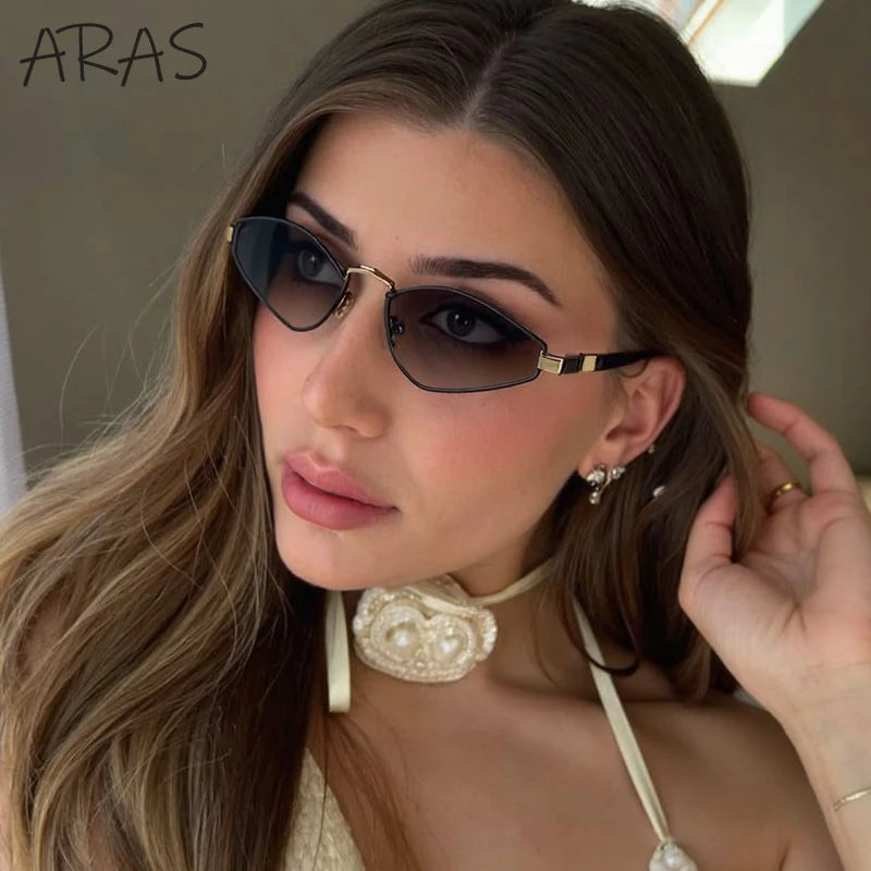 Small Frame Hexason Punk Sunglasses Women 2025 Luxury Brand Polygon Sun Glasses For Lady Vintage Outdoor Shades Cat Eye Eyewear