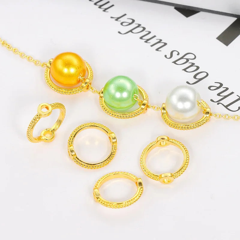 Plating 18k gold 6 8 10 mm  Mix Vintage  Bead Ring  Spacer Beads Cap DIY Bracelet Beads For jewelry Making Accessories Finding