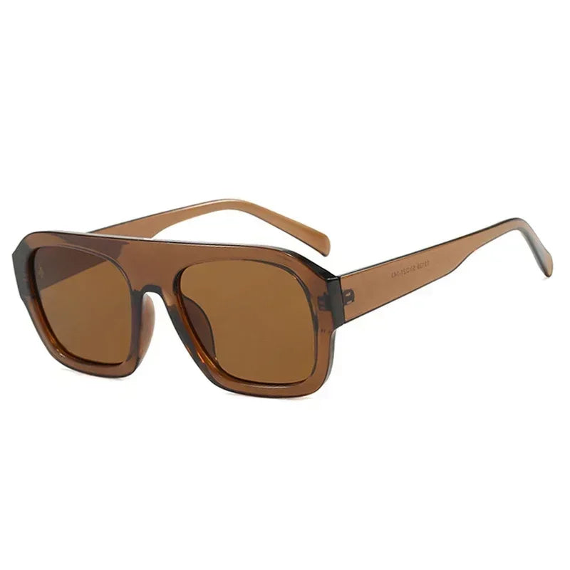 JNPCXI Fashion Square Women Sunglasses Shades UV400 Retro Leopard Tea Candy Color Gradient Men Punk Sun Glasses