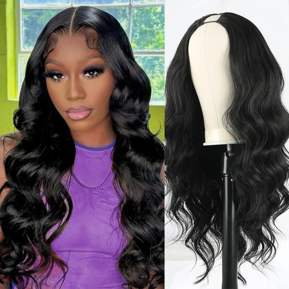 250% Density V Part Wig Human Hair Body Wave Upgrade Brazilian Glueless Wigs For Women Full Head Clip In Half Wig No Leave Out